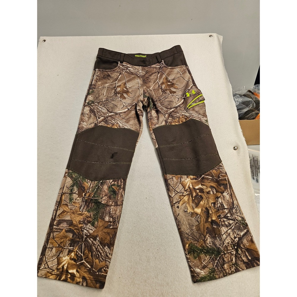Under Armour Scent Control Camo Hunting Pants Boys YXL RealTree ColdGear Brown